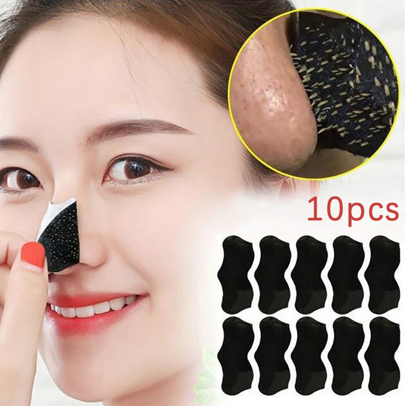 Black Face Mask Pack - 10 قطع من شرائط الأنف لإزالة