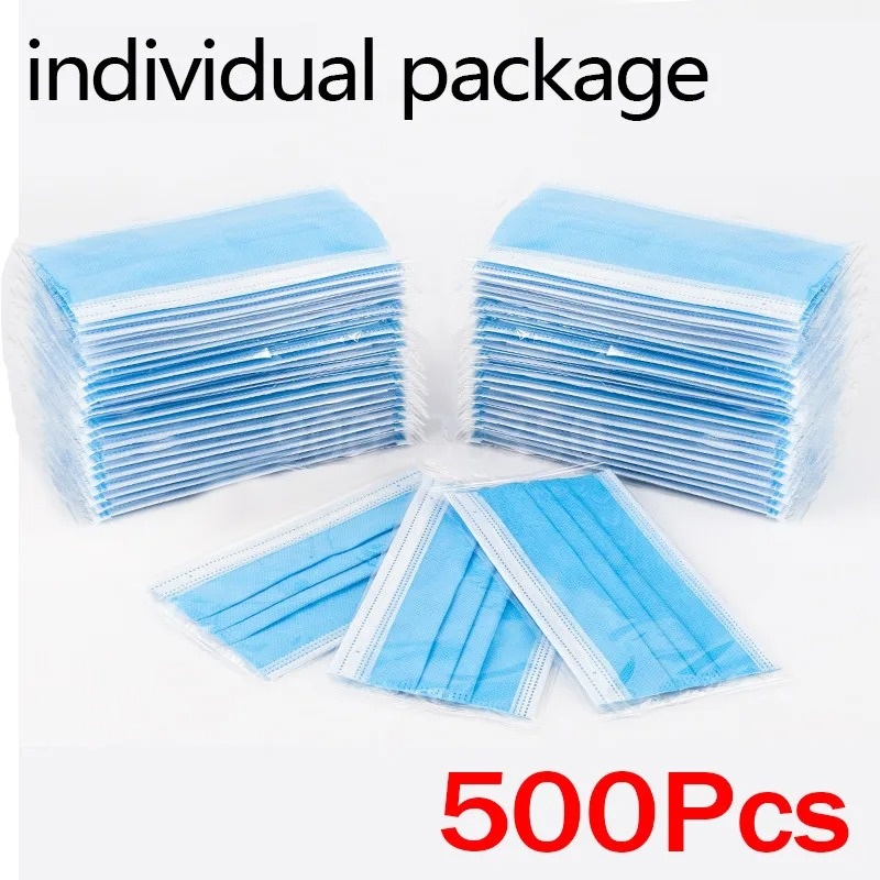 Disposable Mask Blue - 50-500 قطعة من الأقنعة الواقية للكبار