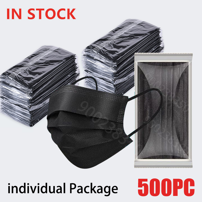 Black Face Mask Pack - 10-500 قطعة قناع الكبار المتاح الفردية