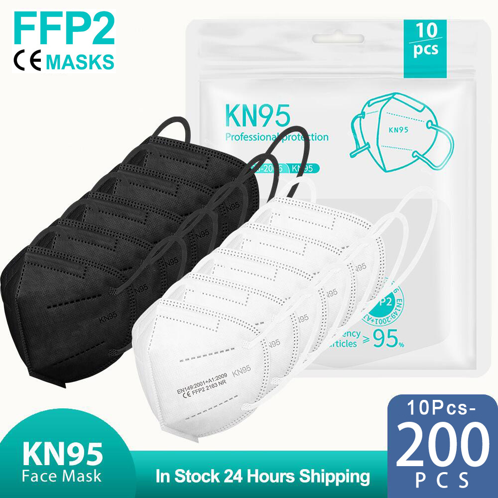 Disposable Surgical Mask - 10-200 قطعة mascarillas fpp2 أسود KN95