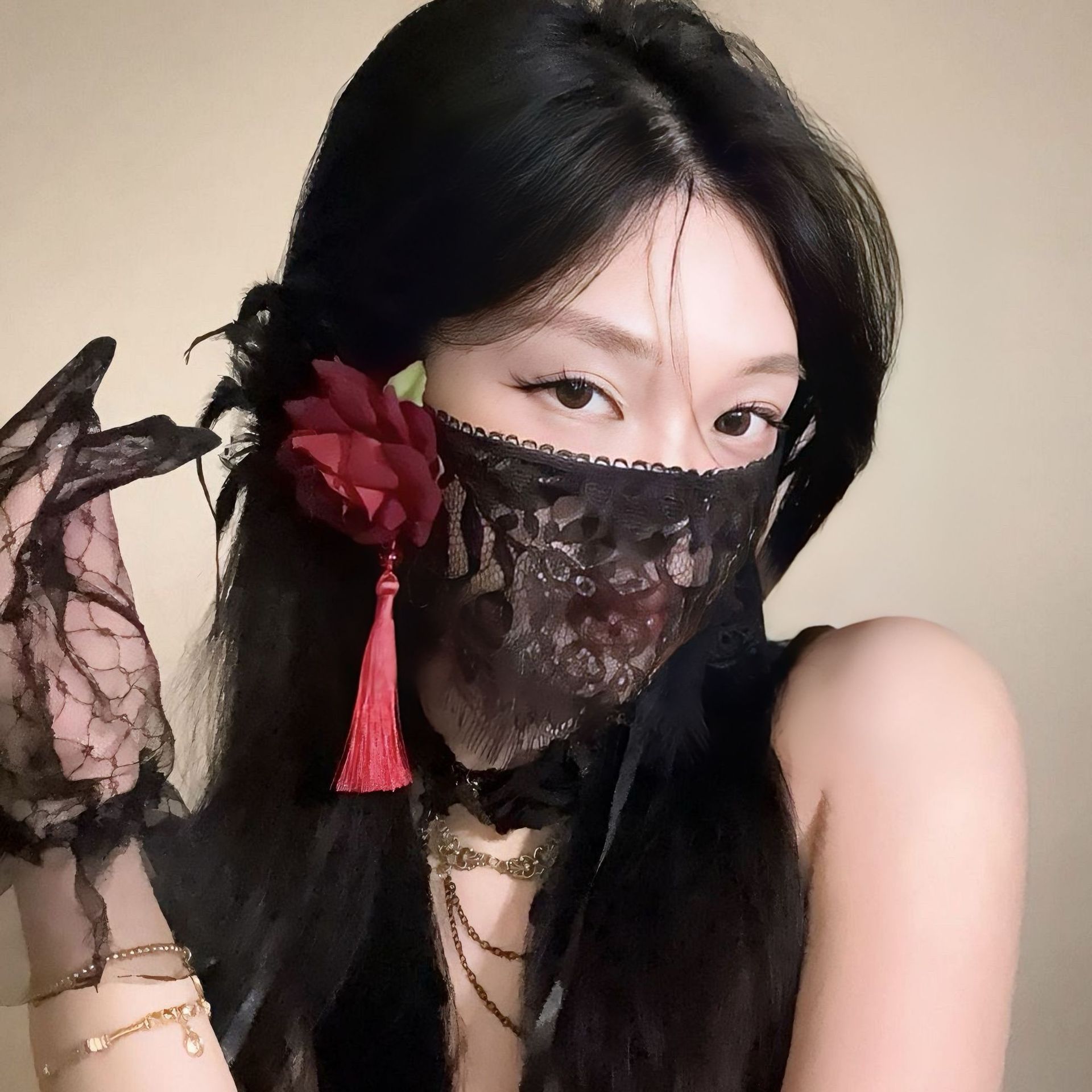 Respirator Half Face - قناع دانتيل أسود جديد 2026 بتصميم