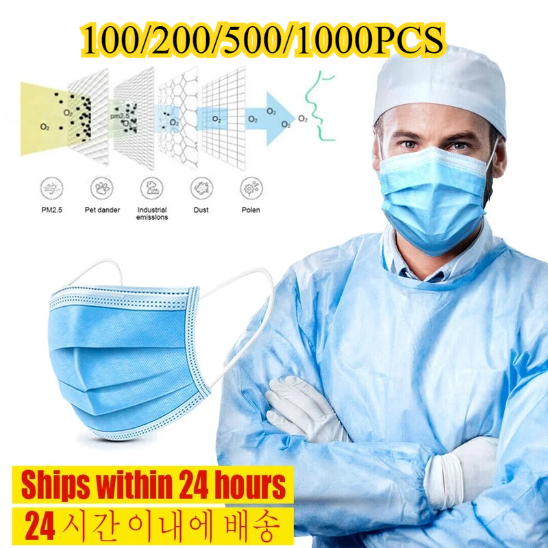 Disposable Mask Blue - قناع وجه للاستعمال مرة واحدة مكون