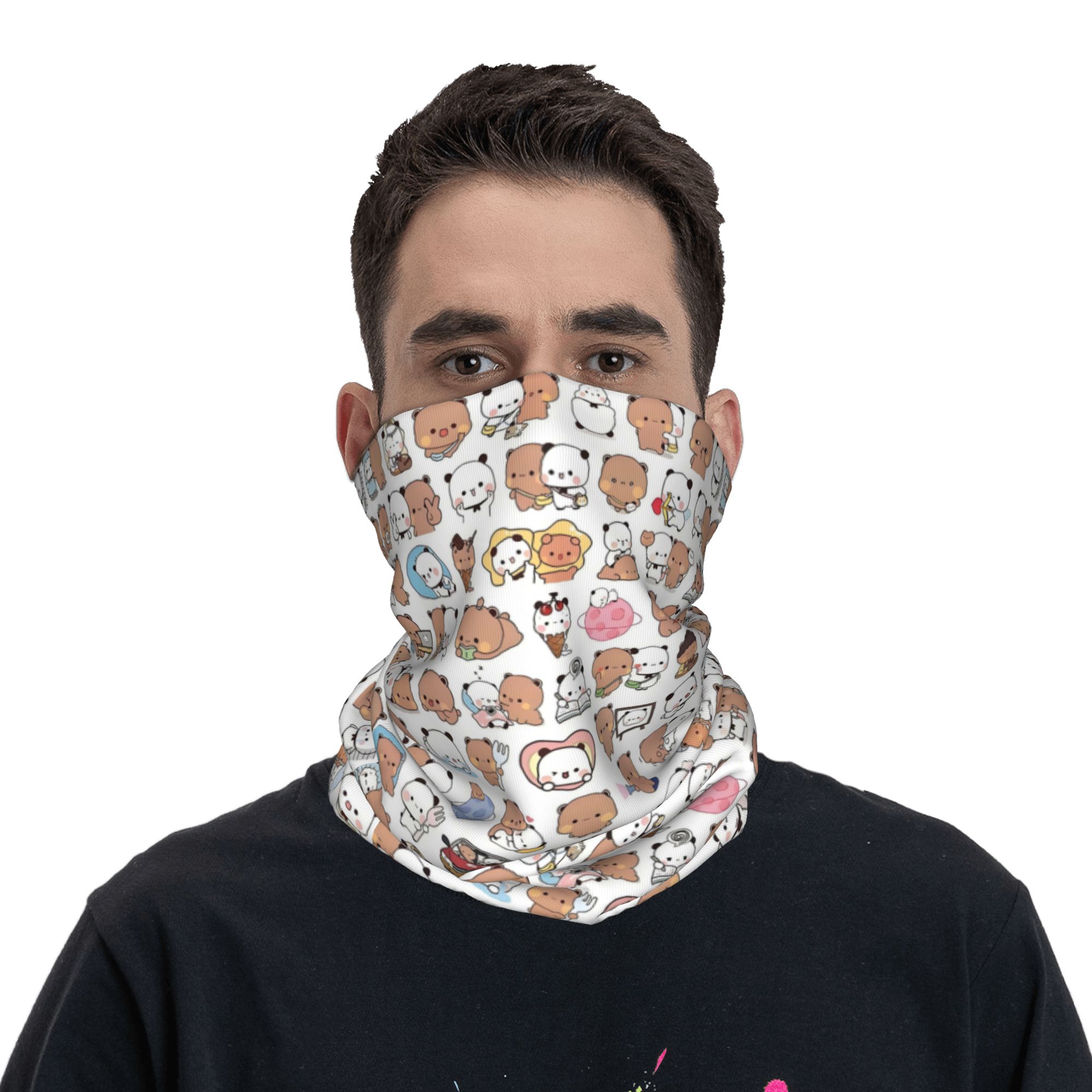 مخصص الدب الكرتون الخوخ و غوما - مراجعة Neck Gaiter Face Cover وسعره