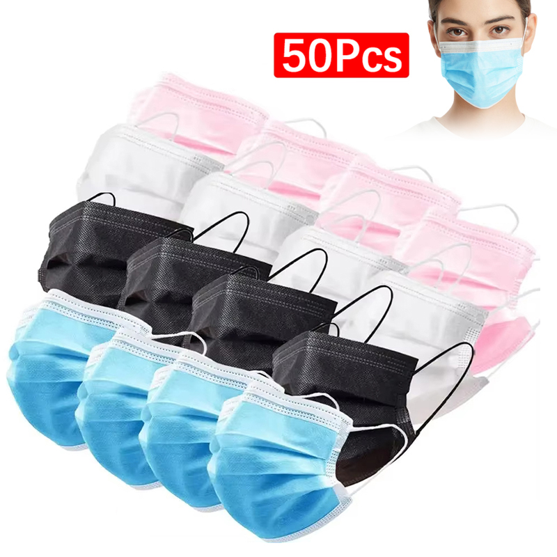 50 قطعة 3-layer قناع أقنعة الو - مراجعة Disposable Mask Blue وسعره